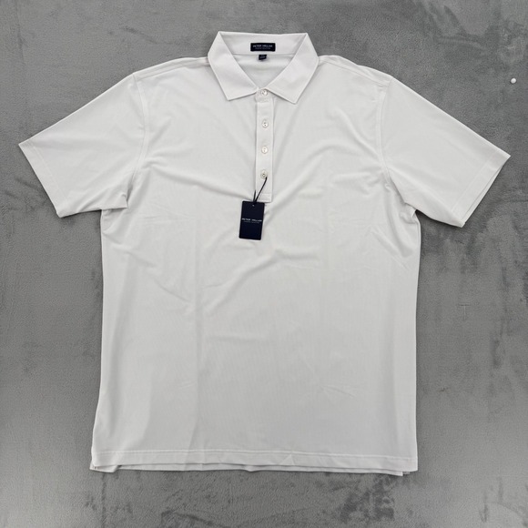 Peter Millar Crown Crafted Men's White Tailored Fit Polo Shirt Size XXL NEW - Picture 2 of 14